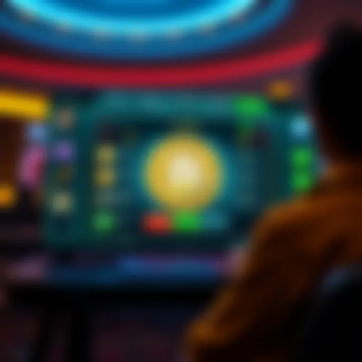 Virtual gaming interface showcasing cryptocurrency options