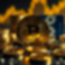 Concept of cryptocurrency represented through digital coins