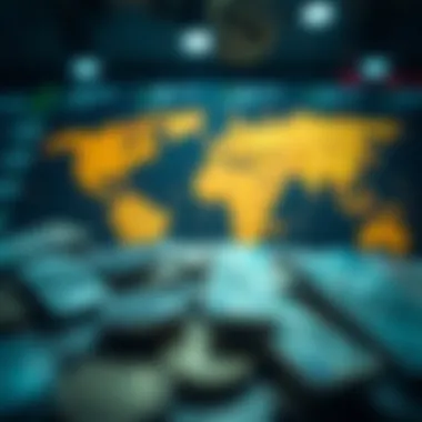 Currency exchange concept with global currencies