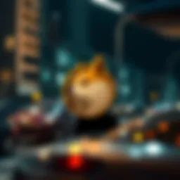 An illustration showing the connection between Elon Musk and Dogecoin