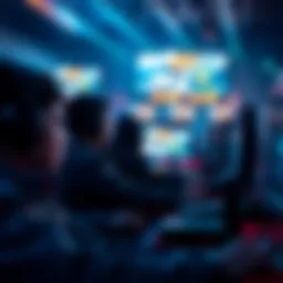 A dynamic eSports betting scene with players engaged in a live match