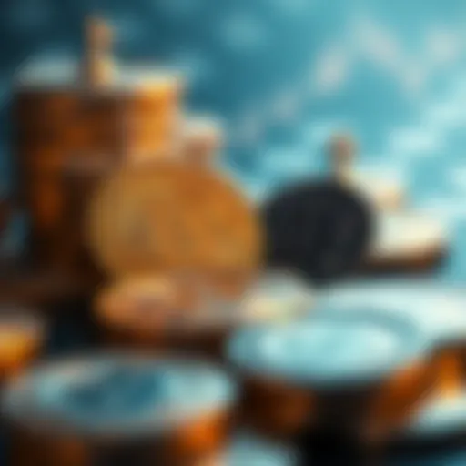 A digital representation of various cryptocurrencies