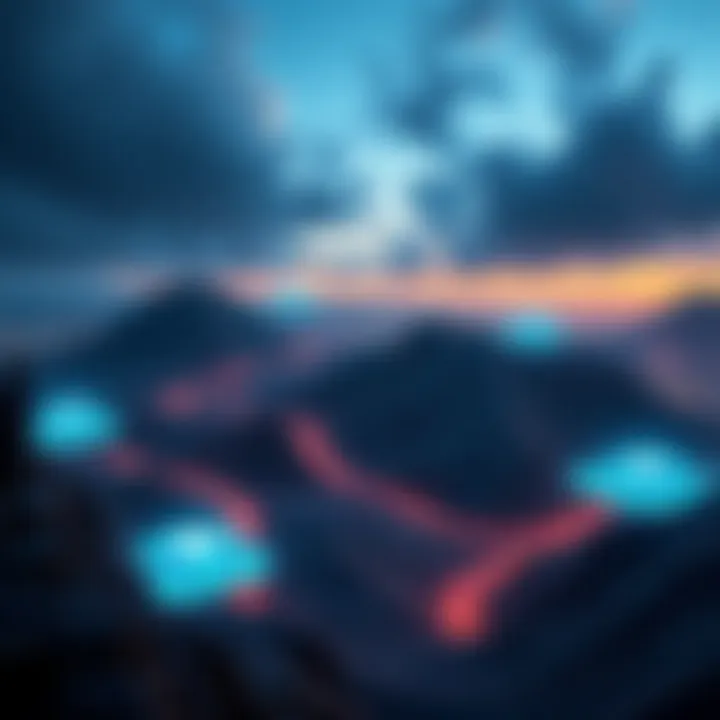 Futuristic landscape depicting AI applications