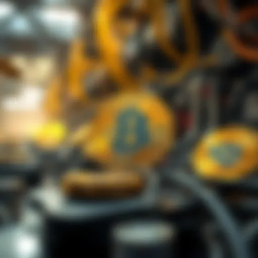 Conceptual illustration of cryptocurrency mining