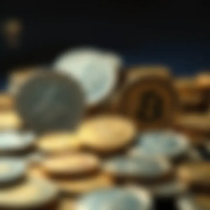 An elegant display of rare coins highlighted under soft lighting, emphasizing their craftsmanship and value.