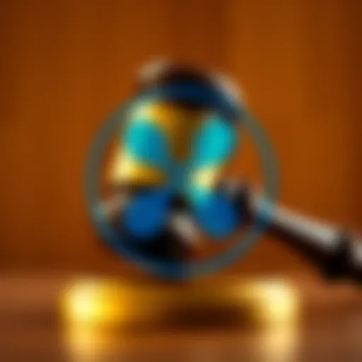 Ripple logo against a backdrop of a court gavel