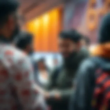 Artistic depiction of community engagement and interaction